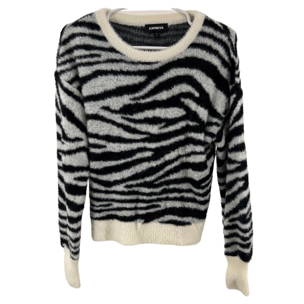 Express Zebra Print S Soft Sweater Fall Winter Ca… - image 1